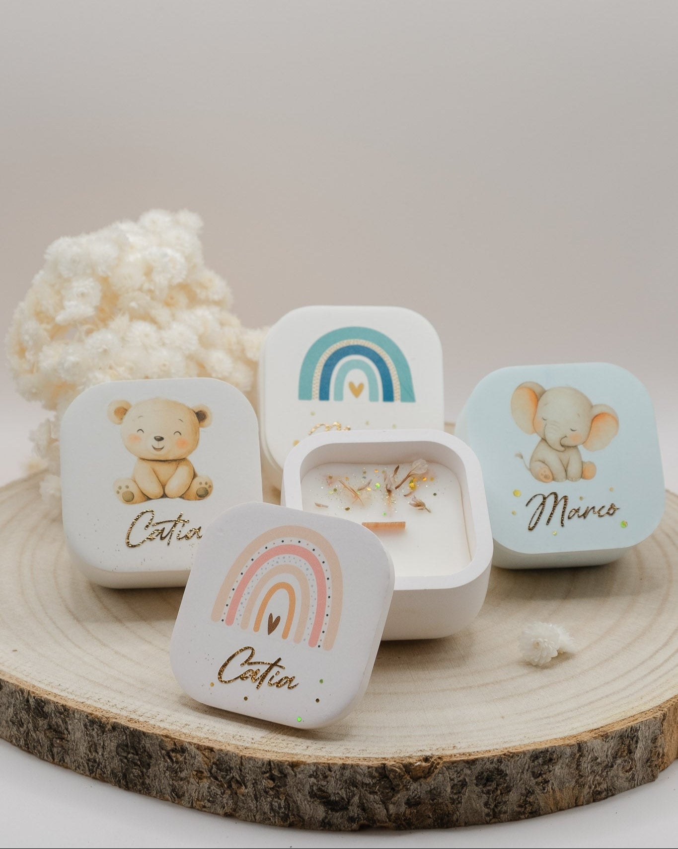 Bomboniere nascita candele nome