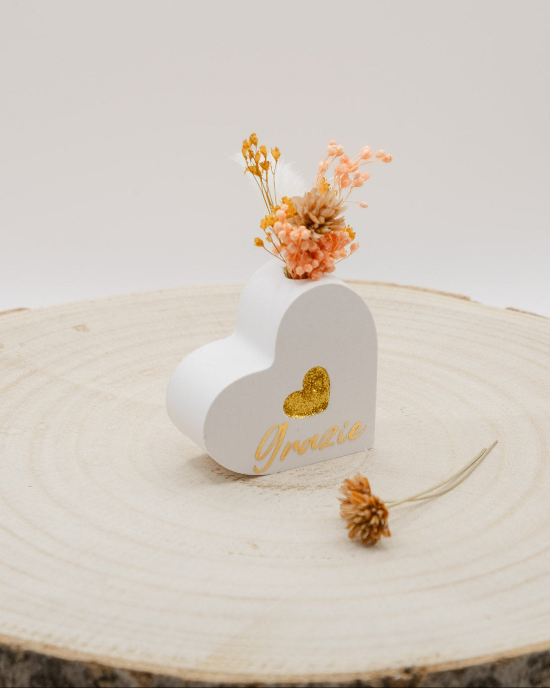 Segnaposto Cuore Rosa Grazie