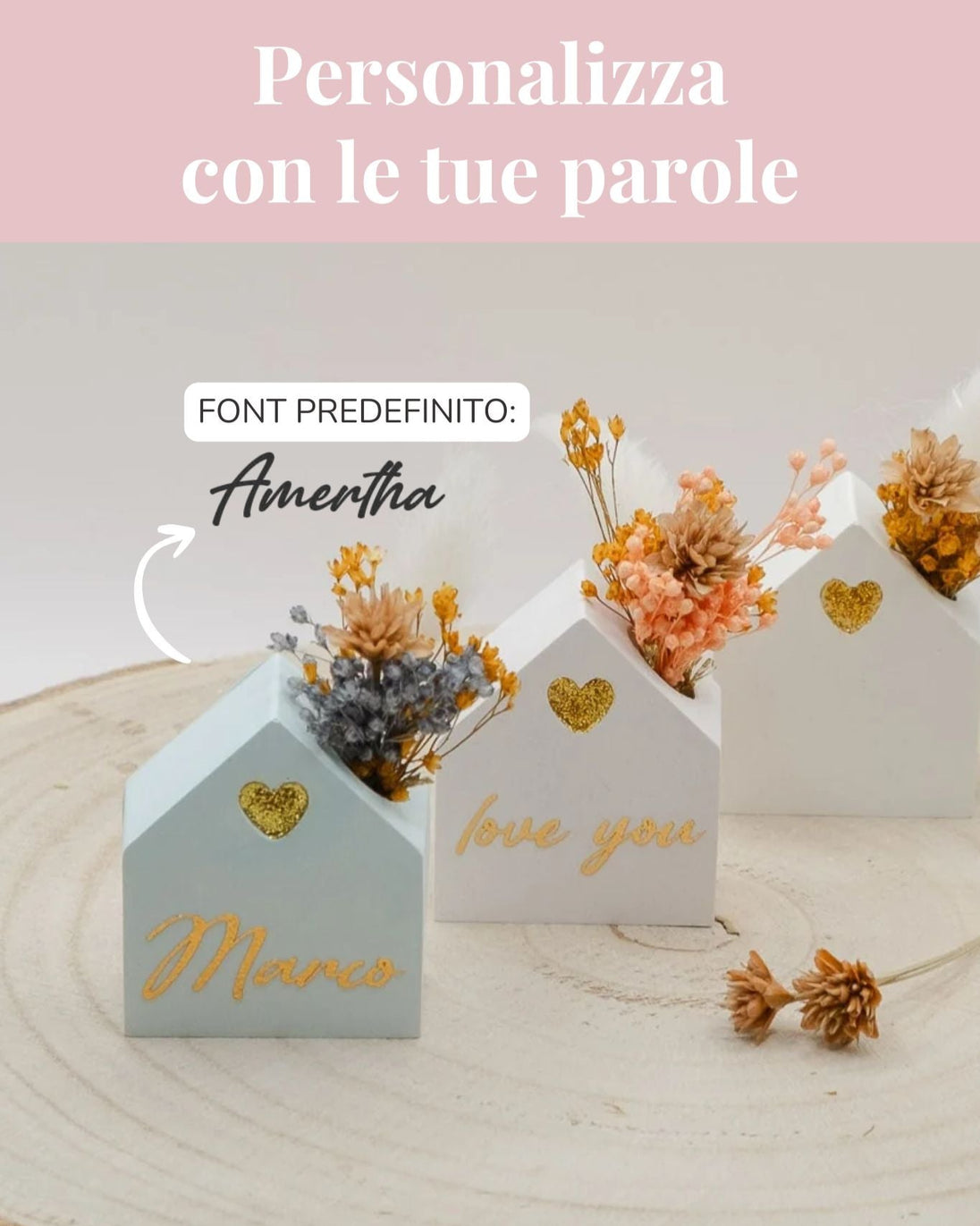 Segnaposto in resina minerale personalizzabile