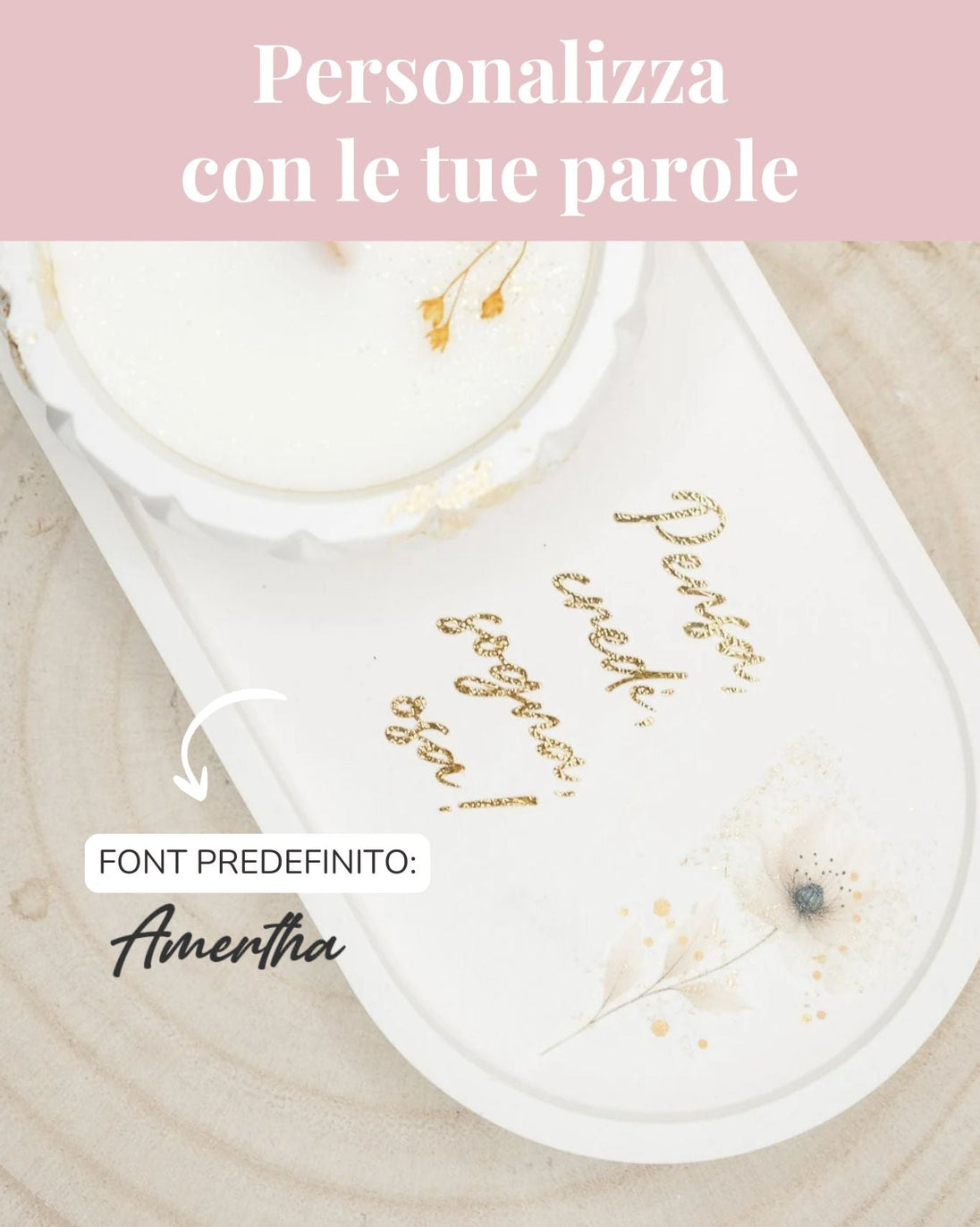 Set vassoio e candela personalizzabile